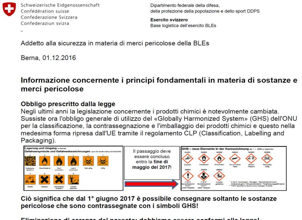 dobbiamo passare al sistema di etichettatura GHS