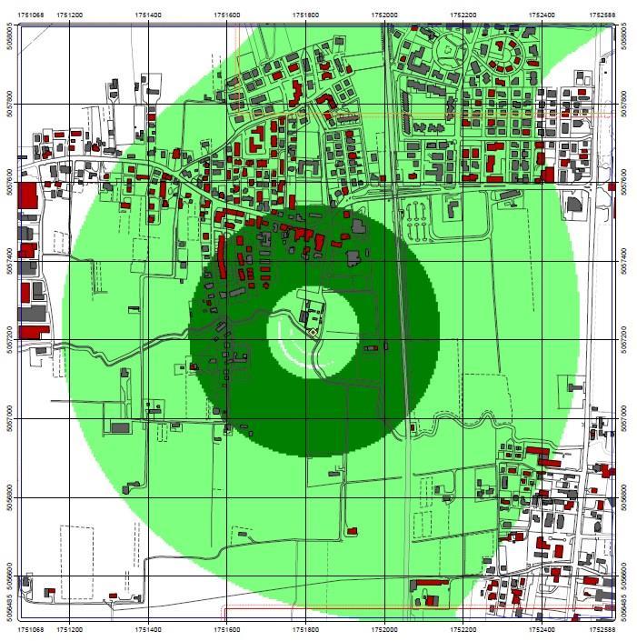 Fig. 7 Valori di campo elettromagnetico in zona San Trovaso stato di fatto Fig.