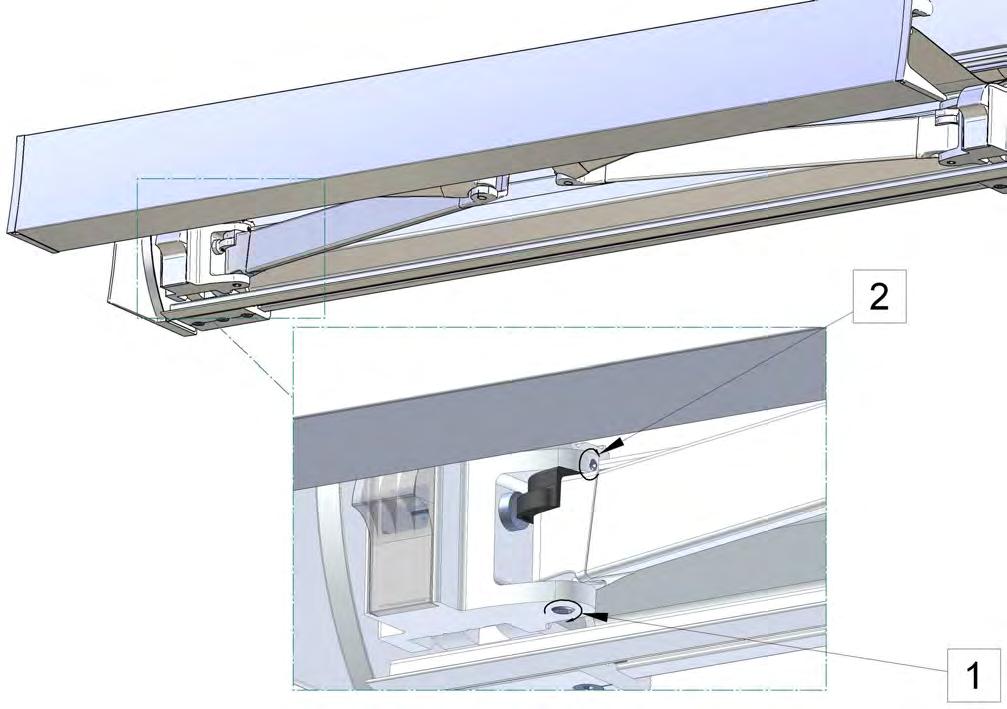 Regolazione del parallelismo dei bracci ATTENZIONE: avviare la chiusura della tenda (motore/arganello) e a tenda quasi chiusa controllare che i bracci siano paralleli al cassonetto e che latenda