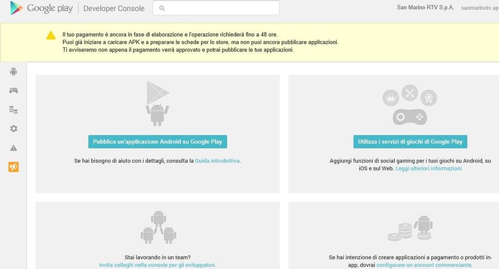 L ultimo step prima di diventare sviluppatore è la configurazione dell account che differisce da quella creata per l account Google.