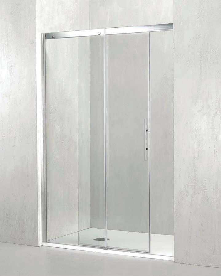 Shower enclosure with sliding door 54 Pluma Evo Parete doccia con porta scorrevole per installazione in nicchia.