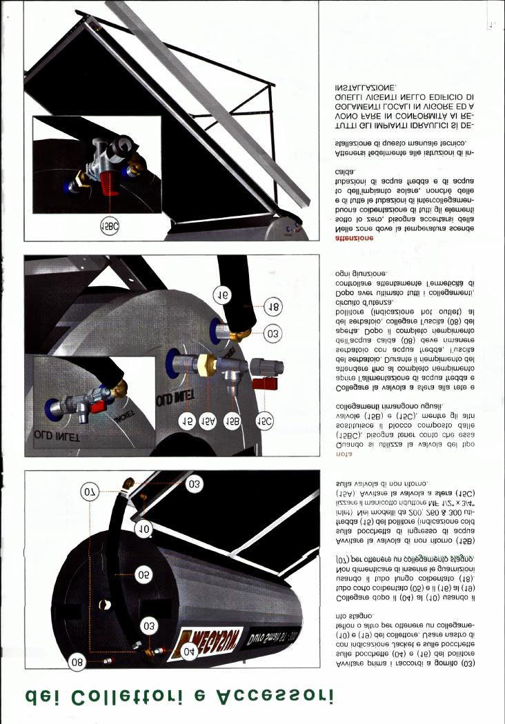 DEI COLLETTORI E ACCESSORI Avvitare prima i raccordi a gomito (03) sulle bocchette (04) e (16) del bollitore con indicazioni jacket e sulle bocchette (10) e (19) del collettore.