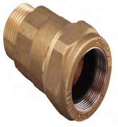 Hot-forged brass fi tting for iron pipe plants. The mechanical seal is guaranteed by a conical cutted ring C and the hydraulic-keep is guaranteed by a conical-trunk A gasket combined with a washer B.