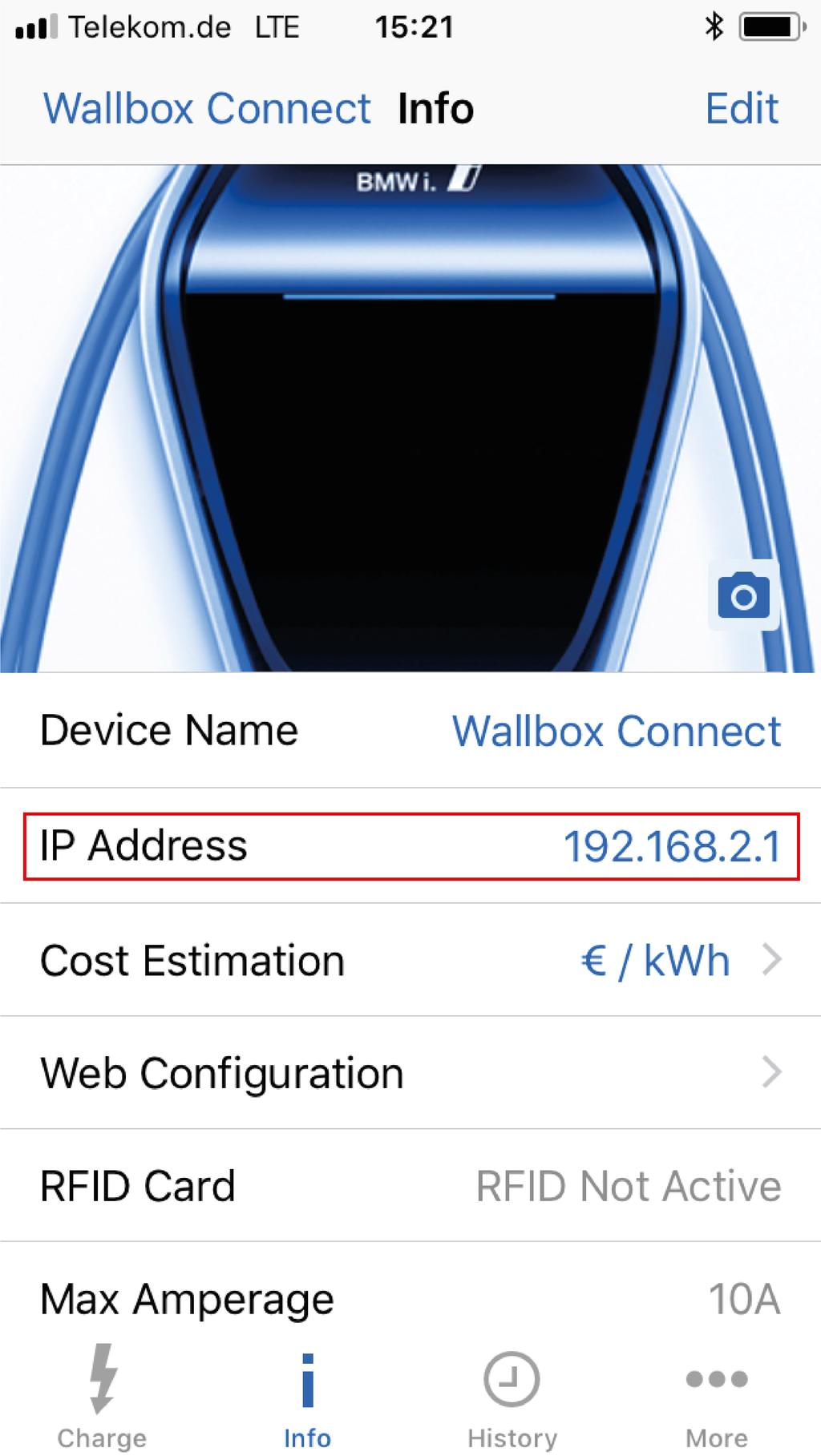 Accesso alla BMW i Wallbox Connect Accesso tramite rete domestica Se la BMW i Wallbox Connect è connessa alla rete domestica, utilizzare l'accesso tramite il dispositivo su cui è stato scaricato il