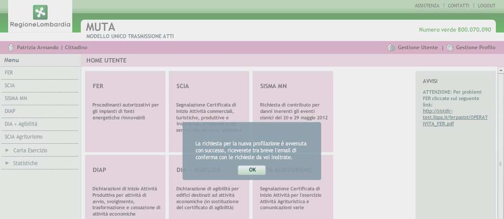 gestione degli utenti; quando conferma la