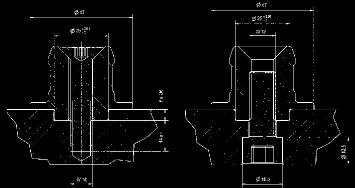 max. 20 Nm. Qualità viti min. 8.8. Misure della sede del nipplo: Nr.