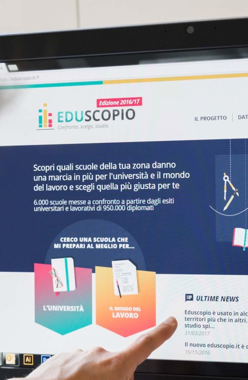 Eduscopio Aiuta studenti e famiglie a scegliere la scuola superiore più adatta, sulla base degli esiti universitari e lavorativi dei diplomati degli istituti scolastici, suddivisi per località e