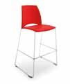 Rapidly stackable, it comes in various colours and is available with sledge frame or with 4 legs, with cantilevered or closed armrests or