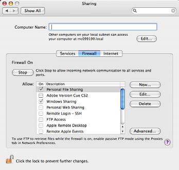 menu Apple, quindi fare clic sull icona Sharing. Viene visualizzata la finestra di configurazione Sharing.