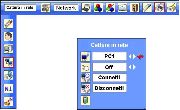 Capitolo 8 Funzioni Network Capture [3] Controllo mediante il proiettore * PC dotato di funzione Network Capture. PC1 PC2 PJ1 PJ2 * Avvio dell acquisizione del computer PC1 dal proiettore PJ2.