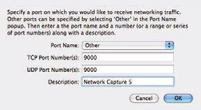 .. 3 Specificare gli elementi come descritto di seguito: Port Name : Other TCP Port Number(s) : 9000 UDP Port