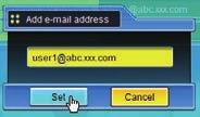 Capitolo 6 Impostazioni e operazioni di base 2 Registrazione e eliminazione di indirizzi di posta elettronica Fare clic su Add E-mail address e inserire l indirizzo di posta elettronica nella casella