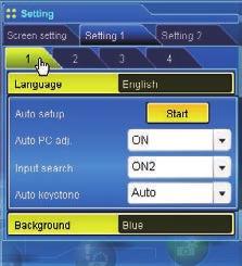Capitolo 7 Controllo del proiettore Elemento Descrizione Language... Imposta la lingua di visualizzazione sul menu su schermo del proiettore. Auto setup.