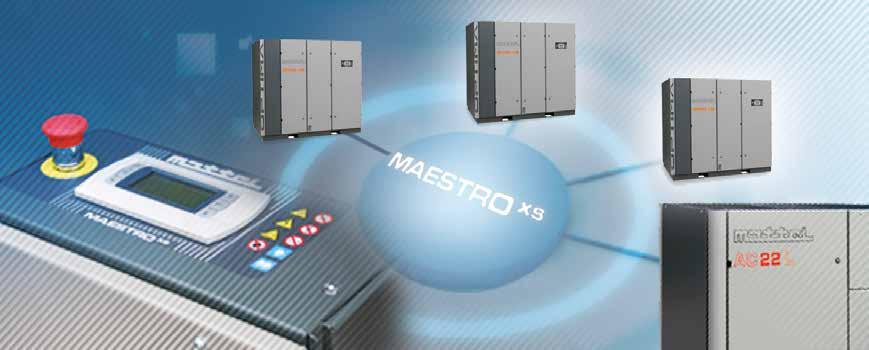 CONTROLLORI ENERGY SAVING MAESTRO XS Tecnologia a portata di mano Maestro XS è in grado di adattare il funzionamento del compressore alle specifiche esigenze della rete a cui è collegato.