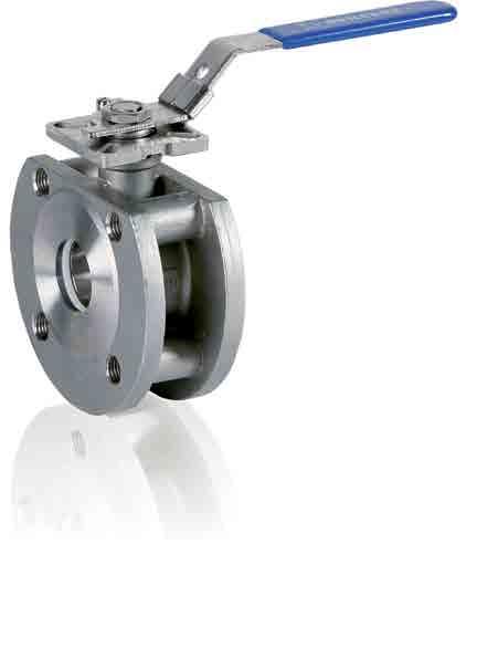 H2118 VALVOLE A SFERA TIPO WAFER WAFER BALL VALVES CARATTERISTICHE TECNICHE Corpo valvola: acciaio inox Aisi 316 Tenuta sfera: PTFE + 15% fibra di vetro Montaggio diretto attuatore: secondo ISO 5211