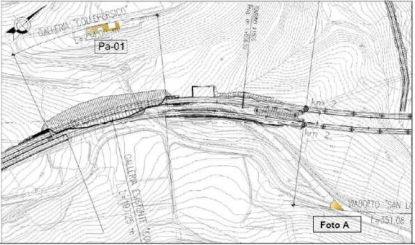 LOCALIZZAZIONE DEL PUNTO DI MISURA CODICE PUNTO DI MISURA: PA-01 VIA/PIAZZA: VILLA COLLEPERSICO FASE MONITORAGGIO: C.O. CORRISPONDENZA: GALLERIA ESISTENTE COLLEPERSICO PROGR.