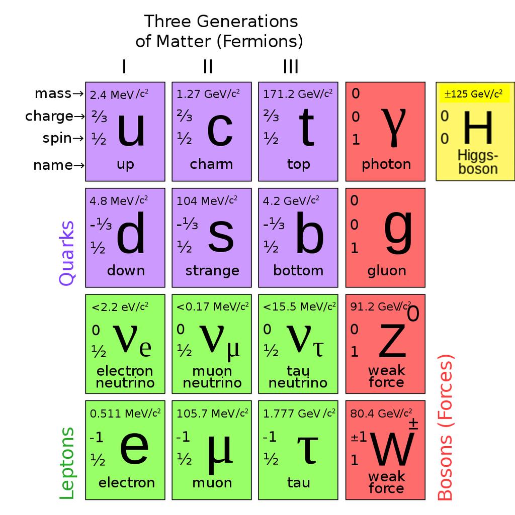 Modello Standard Le particelle elementari sono organizzate nel Modello Standard (SM) delle Interazioni