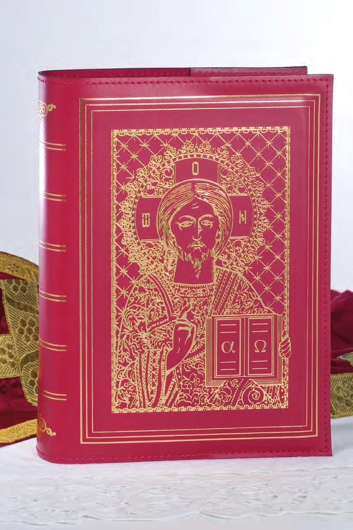 ART. 01 Coprilibro in vero cuoio con stampa in oro a caldo per messale grande da altare