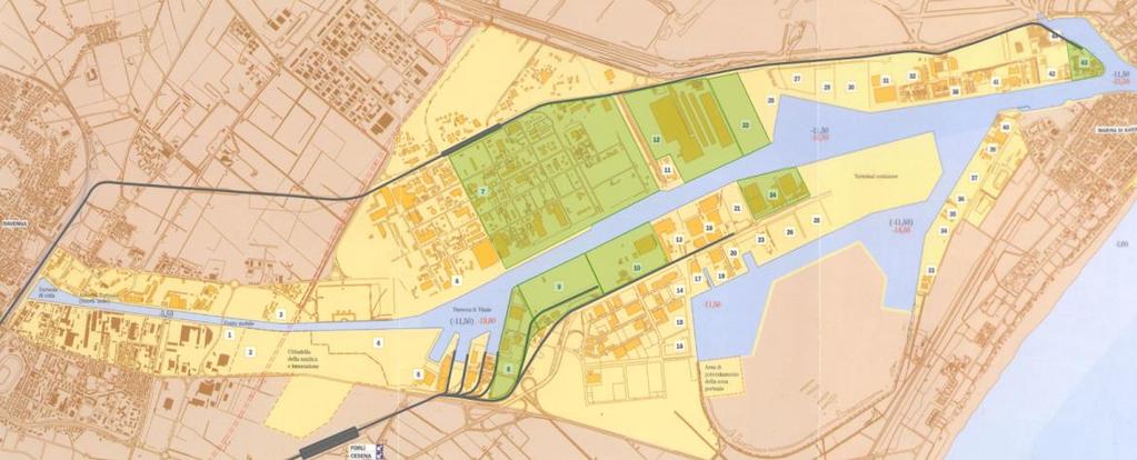 Porto di Ravenna: dati essenziali E un porto canale con 26 terminal privati, quasi 24 km di banchine