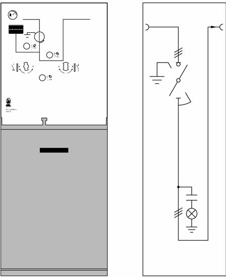 U Scomparto passaggio sbarre con I.M.S. Busbar module with switch Dimensioni: (xhxp): 450x1200x718mm Dimensions: (WxHxD): 450x1200x718mm Vista frontale Front view Schema unifilare One-line diagram