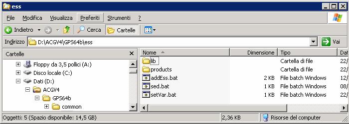 3.1 Installazione su piattaforma Windows Dopo essersi posizionati all interno della cartella ess, editare il file setvar.bat.