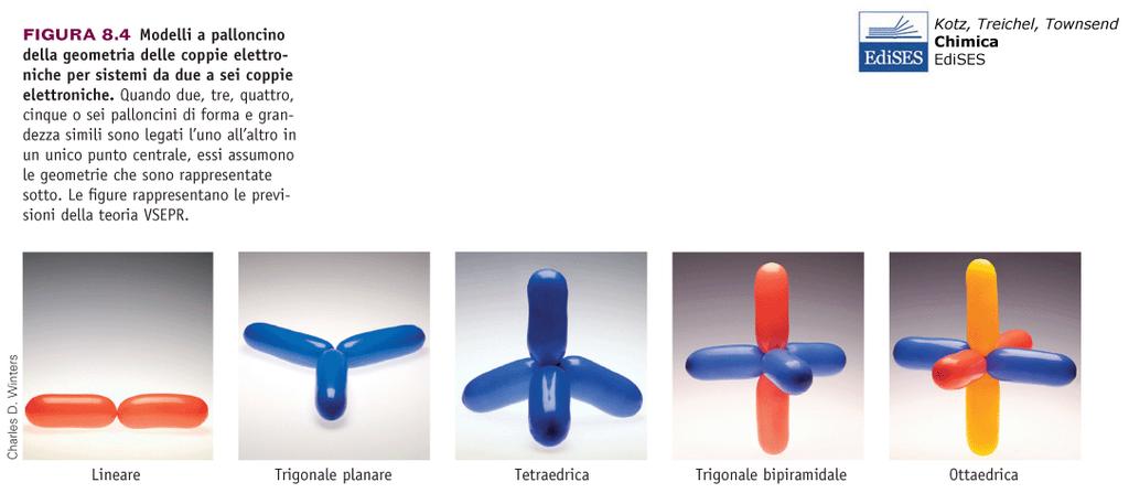 IL MODELLO VSEPR (Valence Shell Electron Pair Repulsion) (Repulsione delle Coppie di Elettroni del Guscio di Valenza) Le coppie di elettroni del guscio di valenza dell atomo centrale si respingono