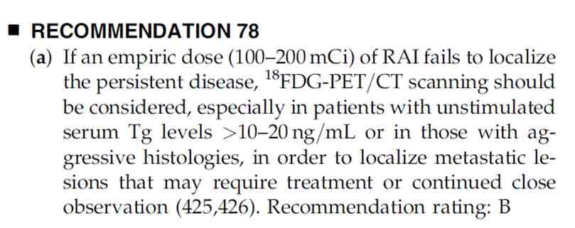 Tg > 2 ng/ml on L-T4 Tg >