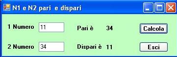 Net 3) Algoritmo col diagramma a blocchi Non disegnato per mancanza di tempo 5) Codifica del corpo dei pulsanti di calcolo Dim N1, N2, POS, NEG As Integer N1 = Val(txtN1.text) N2 = Val(txtN2.