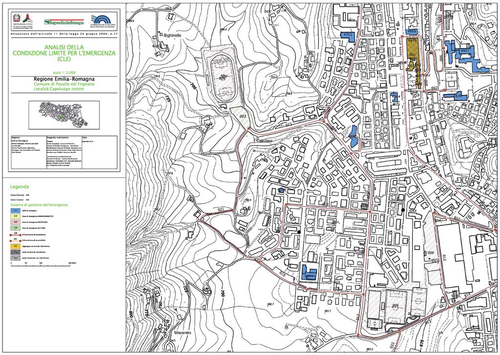 GNGTS 2014 Sessione 2.3 Fig. 2 Analisi della condizione limite di emergenza, esempio di Pavullo capoluogo.