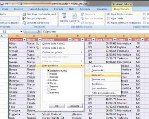 RICERCA DEI DATI - FILTRO Utilizzando il menu a tendina alla destra dell informazione scelta è possibile filtrare qualsiasi tipo di risultato, sia in maniera immediata (selezionando le caselle che