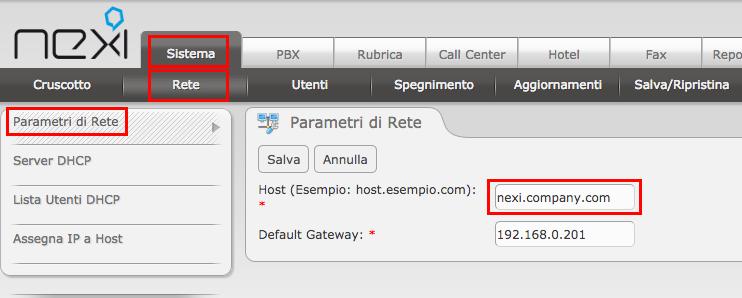 3. Nella pagina PBX -> Provisioning Apparati -> Provisioning Nexi UC : 3.1.