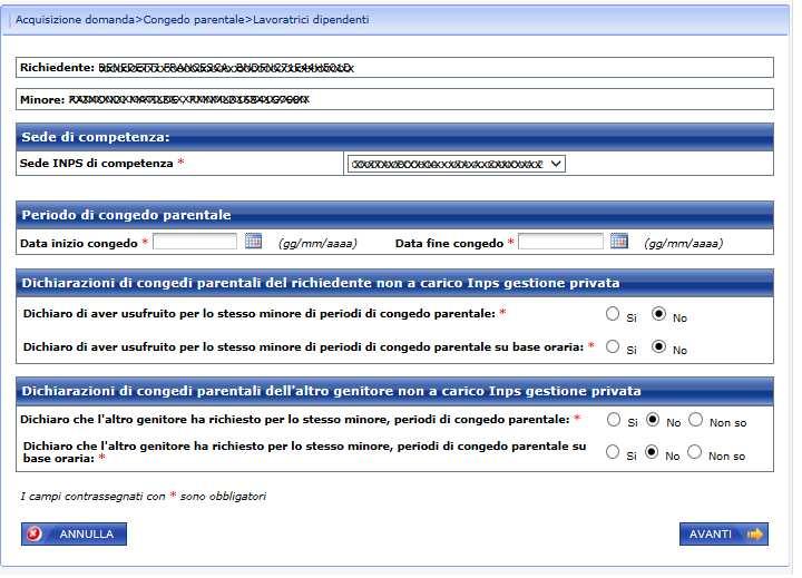 Gli eventuali periodi di congedo parentale fruiti non a carico Inps gestione privata dovranno essere dichiarati in ogni domanda.