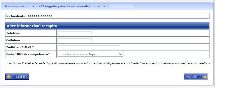 6 Altre informazioni di recapito Tale pagina consente la definizione delle informazioni di recapito quali telefono, cellulare, email e la selezione della sede di competenza