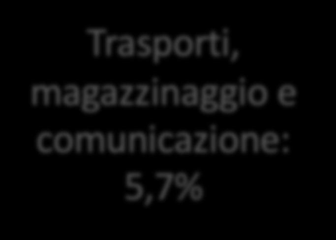 magazzinaggio e comunicazione: 5,7% Attività finanziarie e