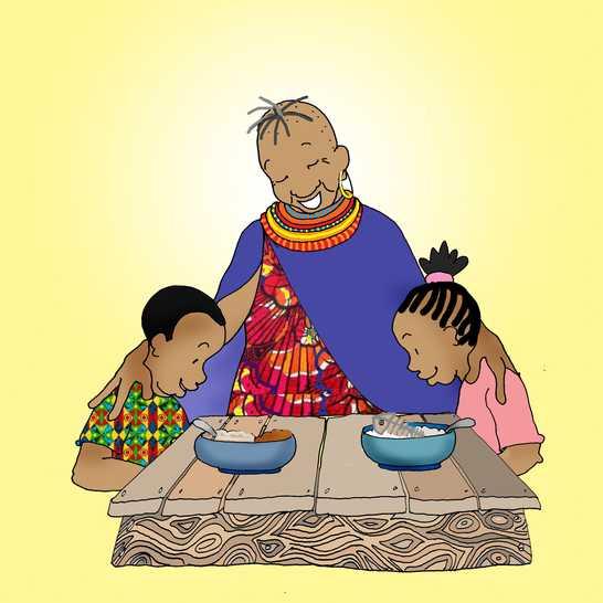 Nyar-Kanyada insegnò ai suoi nipotini come fare soffici ugali da mangiare con lo