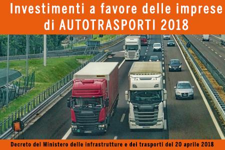 Titolo Investimenti a favore delle imprese di Autotrasporti 2018 Decreto del Ministero delle infrastrutture e dei