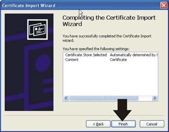 Certificate Import Wizard". 5. Fare clic sul pulsante "Finish".