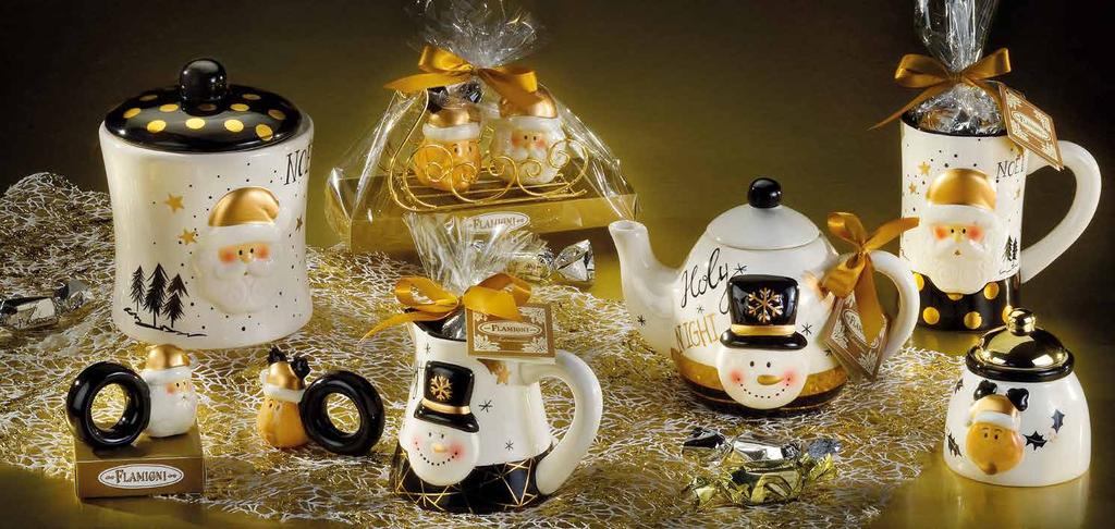 L assortimento colazione Merry Christmas di fine ceramica smaltata The Merry Christmas breakfast set in fine ceramic Art.