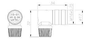 Connettore femmina 6 poli per cavo CON300 Connessione V connettore femmina 6 poli (CON 300) +