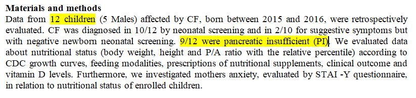 NAPOLI Nutritional status in the first 2 years of life of children with Cystic Fibrosis Lenght pc At diagnosis N=12 2 years N=12 Weight/lenght pc At diagnosis N=12 <5 p 4 0 <5 p 0 0 10-25 0 1 10-25 2