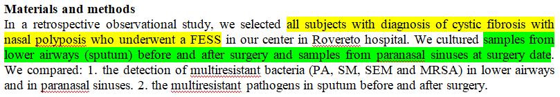 ROVERETO Functional endoscopic sinus surgery and pathogens detection in cystic fibrosis airways 11