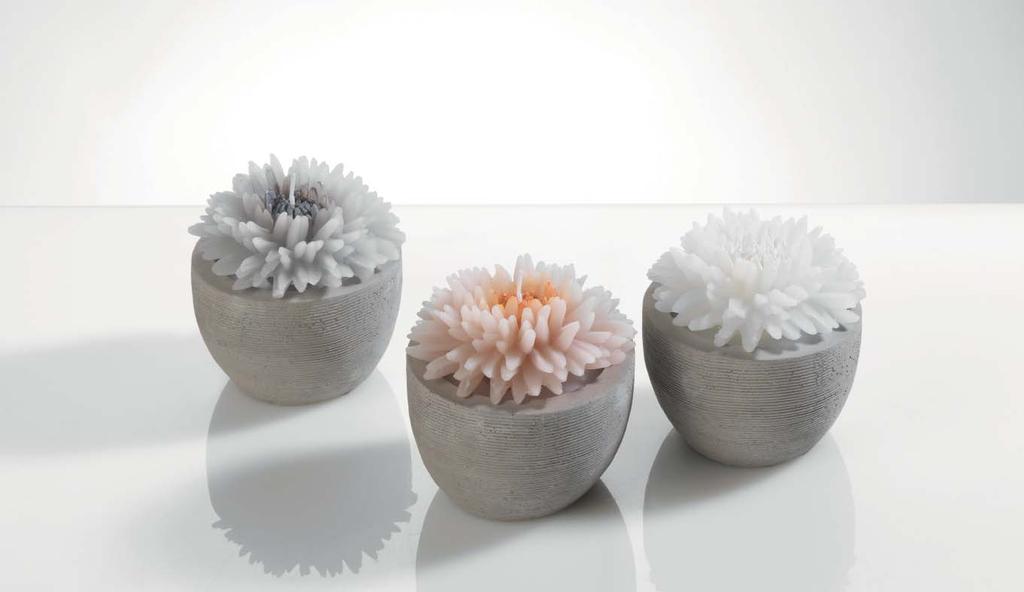 concrete candle CANDELE O1494 - candela con vasetto in cemento candle with concrete vase rosa /