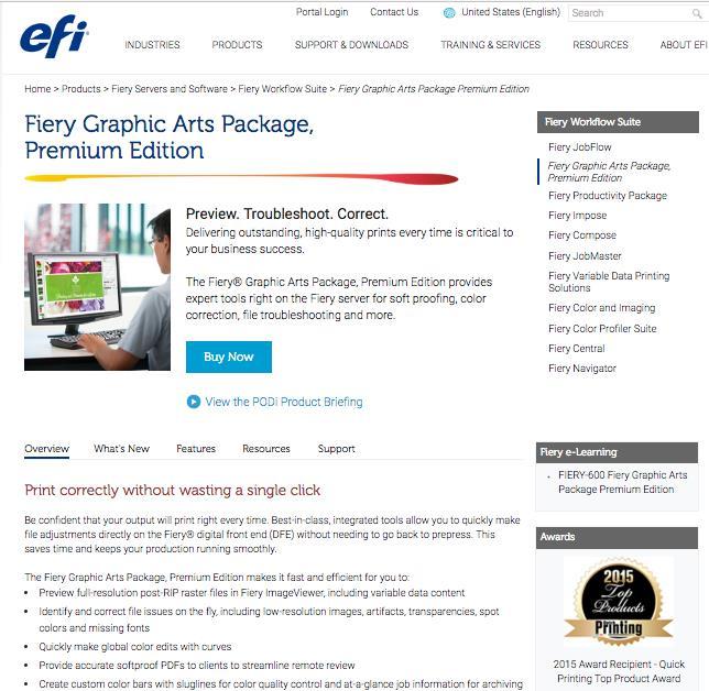 Risorse Pagina Web di Fiery Graphic Arts Package,