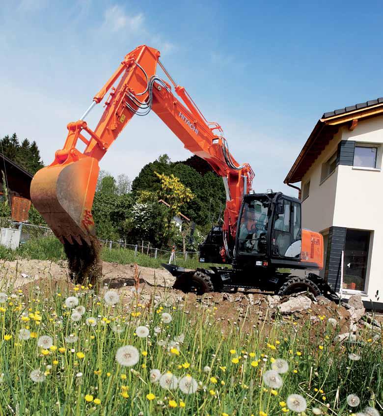 ZX190W-5 PRODUTTIVITÀ Il nuovo ZAXIS 190W è stato dotato dagli ingegneri Hitachi di un nuovo e potente motore e di un circuito idraulico avanzato per offrire un alto livello di produttività sul sito