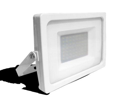 proiettore wing bianco white wing flood light Corpo in pressofusione di alluminio verniciato bianco Staffa orientabile verniciata Verniciatura in poliestere Vetro temperato da 4mm Guarnizioni in