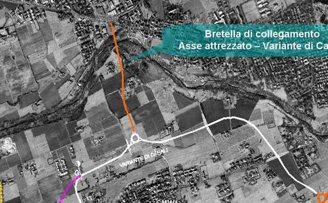 la Variante di Canali e, attraverso il nuovo ponte sul torrente Crostolo, consente la chiusura