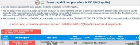 Il sistema crea una nuova riga all interno della Gestione Tasse L operazione inserita è ancora modificabile, in caso di errore, oppure eliminabile del tutto.