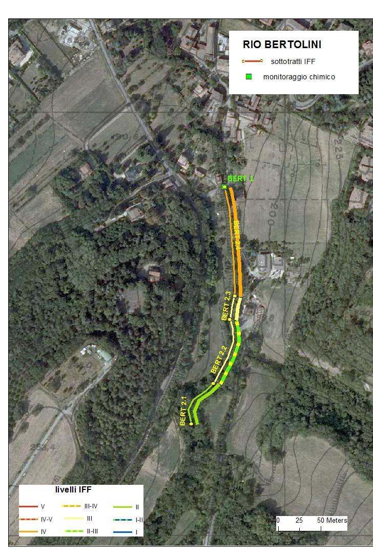 4.4 Analisi tratto 2 Figura 16: Livello di funzionalità fluviale del rio Bertolini tratto 2