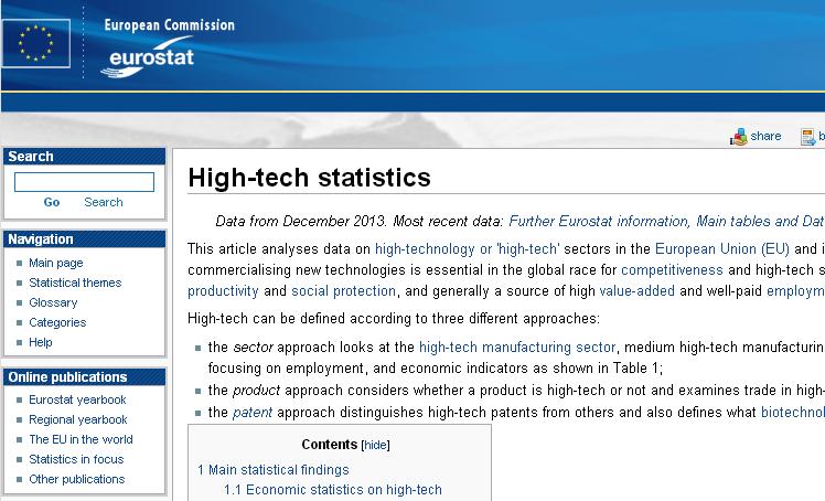 Analisi dei settori high-tech Disponibilità di dati