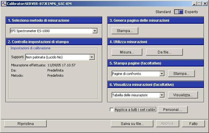 CALIBRAZIONE 38 Modo Esperto Calibrator offre due modi: Standard ed Esperto. È possibile eseguire tutte le funzioni di calibrazione più importanti nel modo Standard.